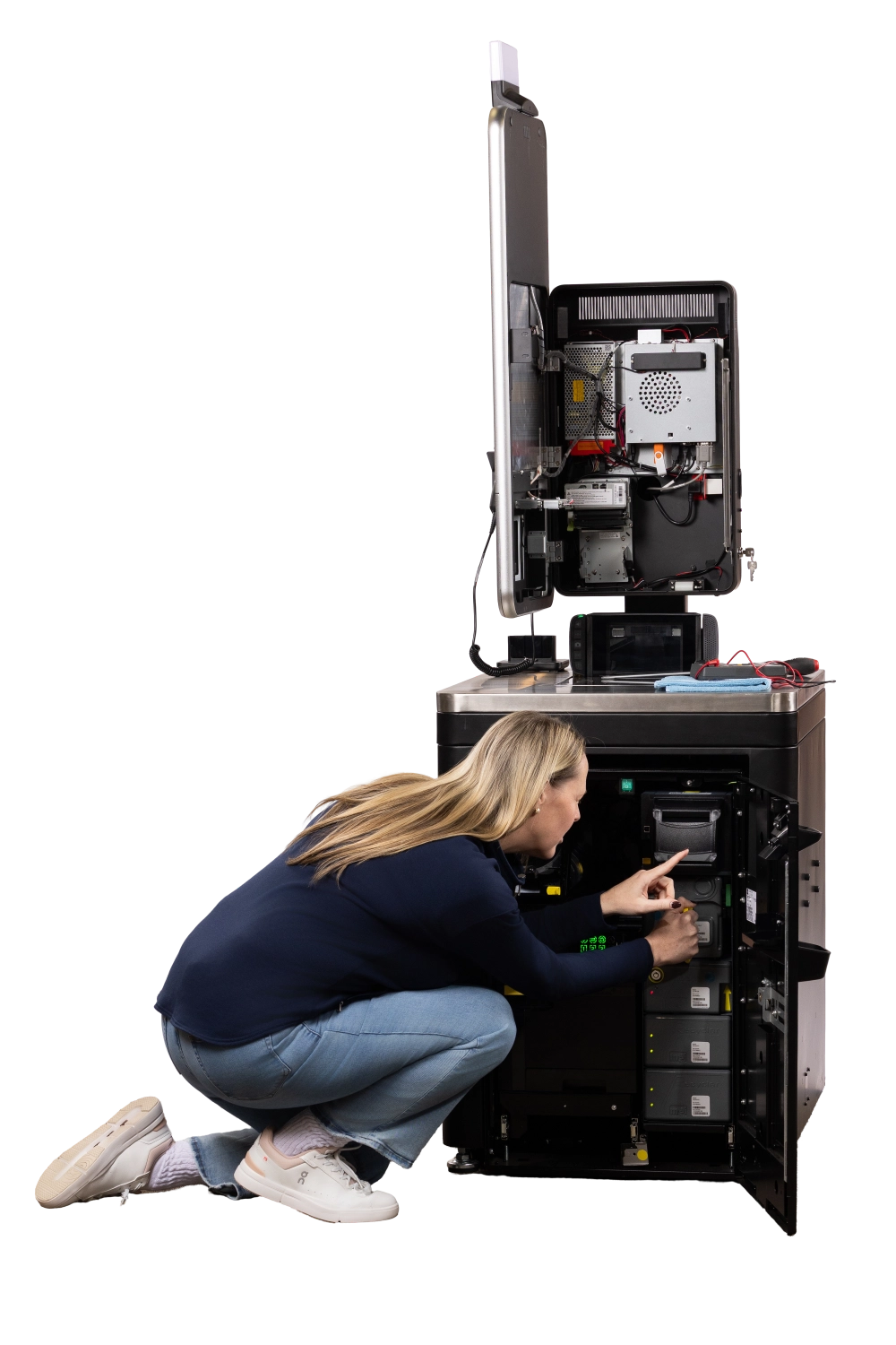 Engineer installing a machine