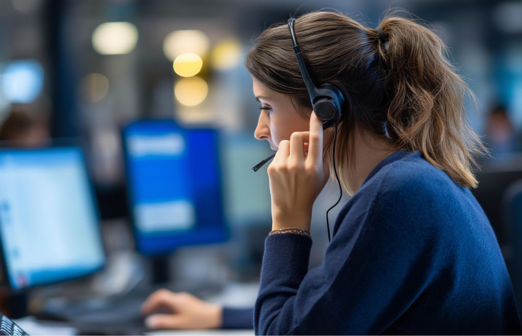 Call center operator answering a call