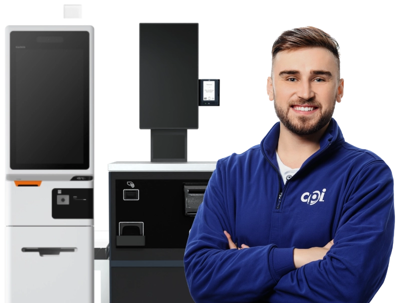 An engineer in front of SCO machines
