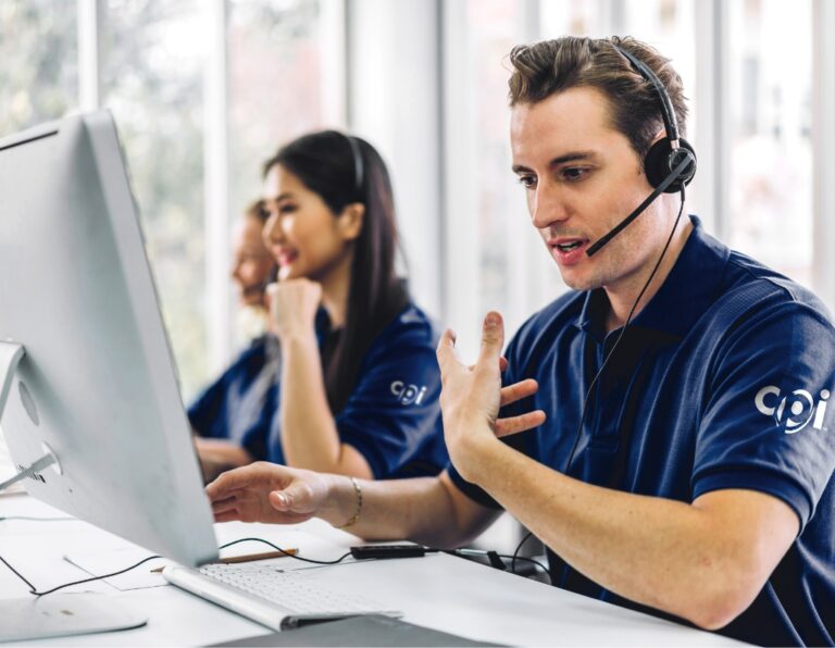 Customer support staff answering calls