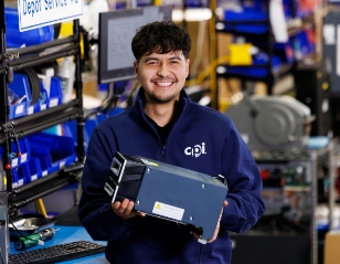 Engineer with a component