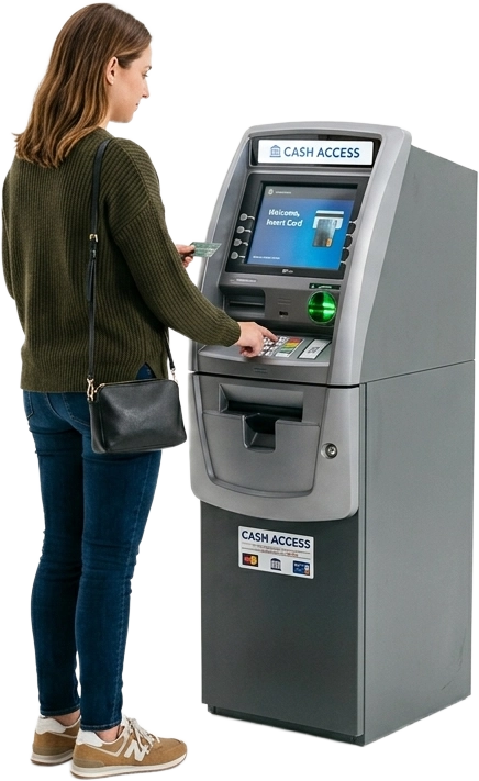 A lady using an ATM
